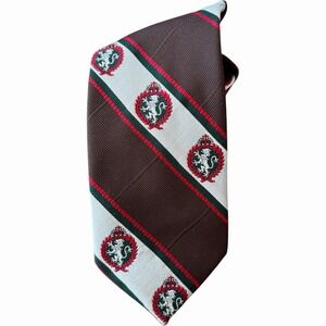 Pride of England Briar Tie Vtg 70's 56" x 4" Wide Heritage Lion Crest Regency‎